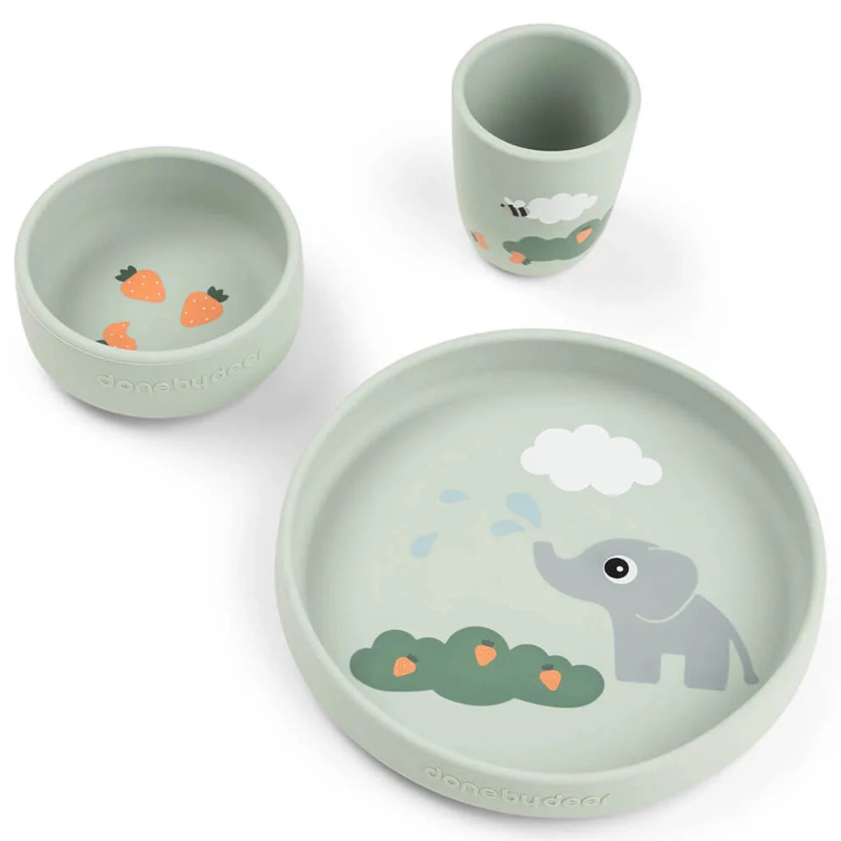 Vajilla stick&stay con ventosa DONEBYDEER · elphee verde