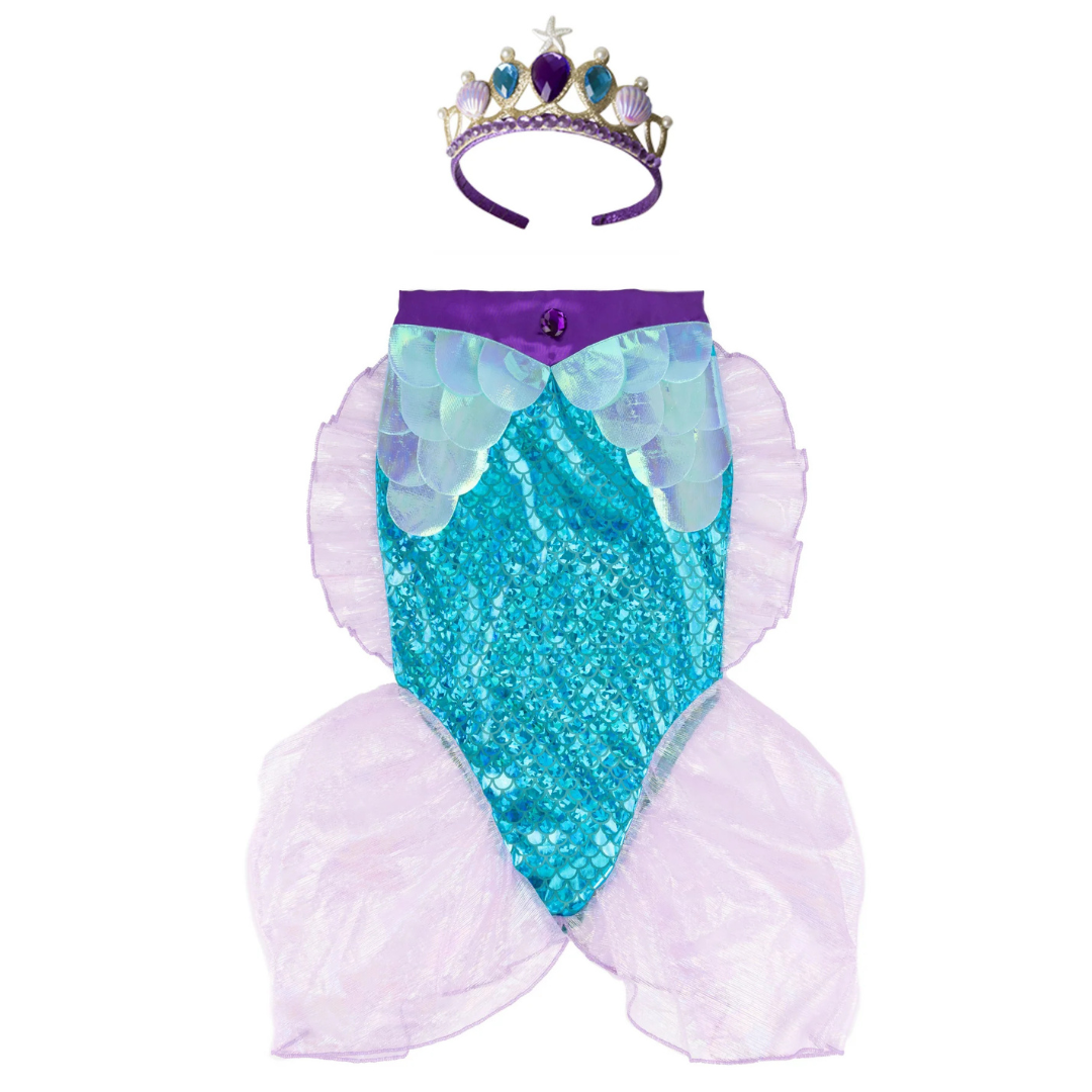 Disfraz brillante de sirena con diadema