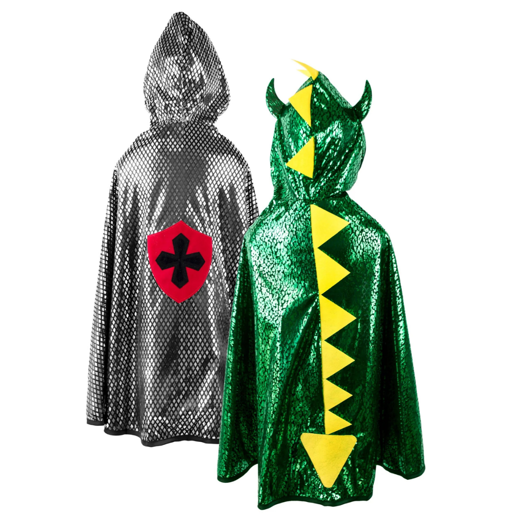 Capa reversible dragón y caballero