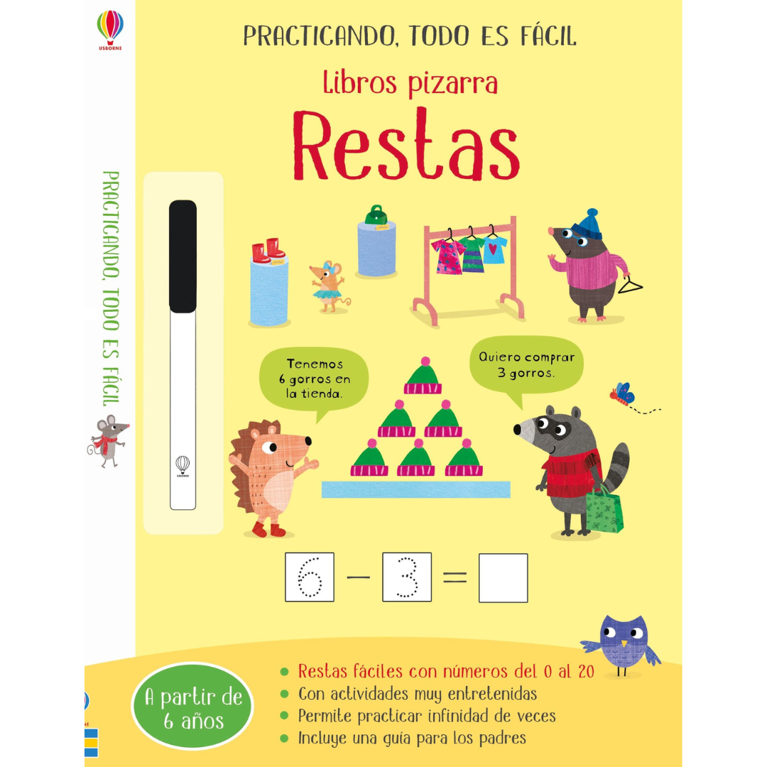 Libro pizarra reutilizable · restas
