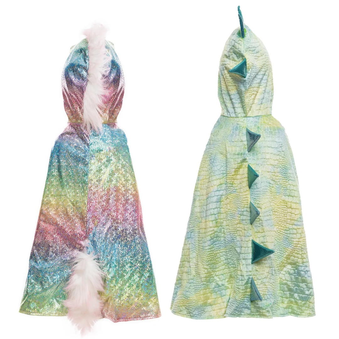 Capa reversible de unicornio y dragón arcoíris