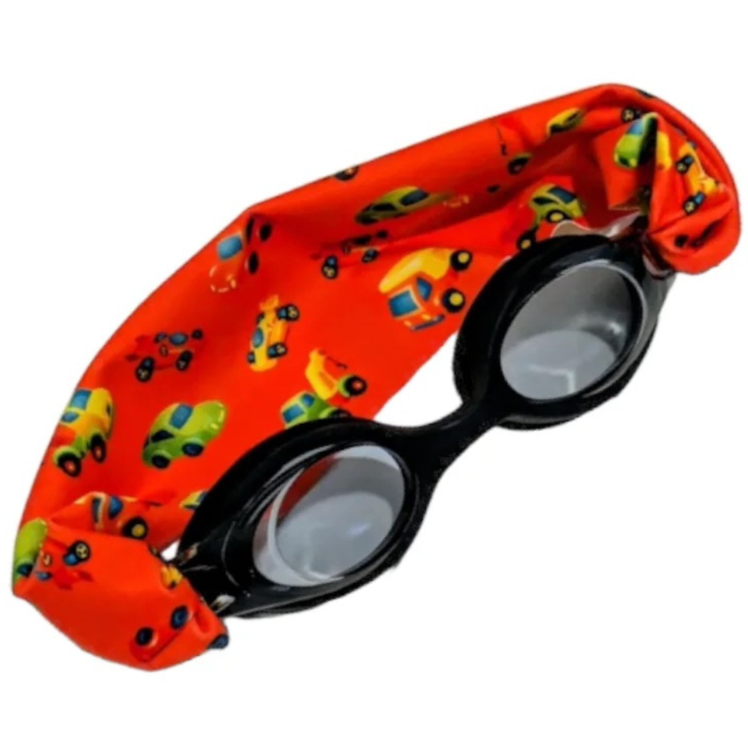 Gafas de natación infantiles con turbante · negras con coches