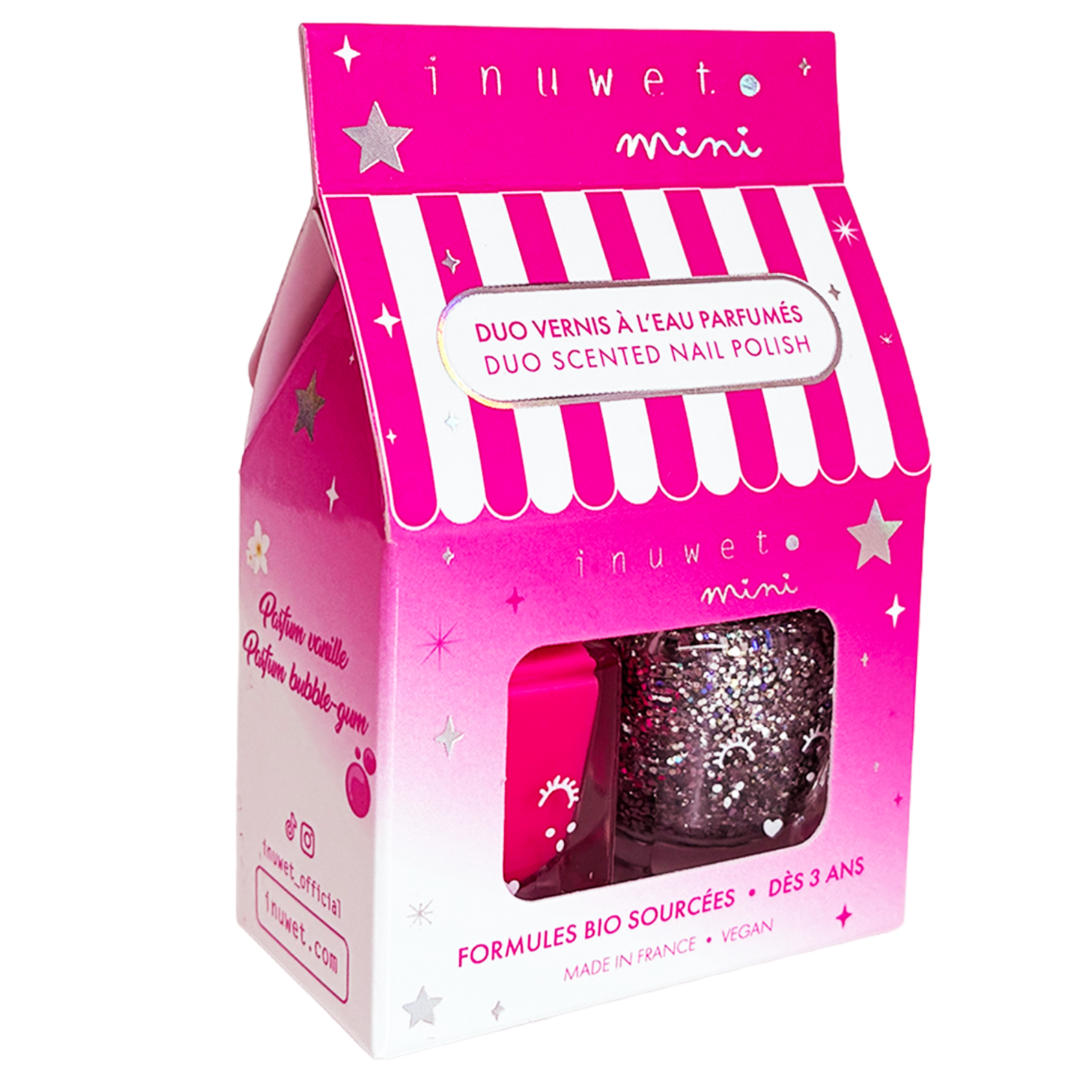 Set 2 esmaltes de uñas a base de agua INUWET · vainilla y chicle