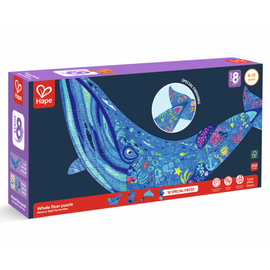 Puzzle de suelo brillante de ballena: 200 piezas