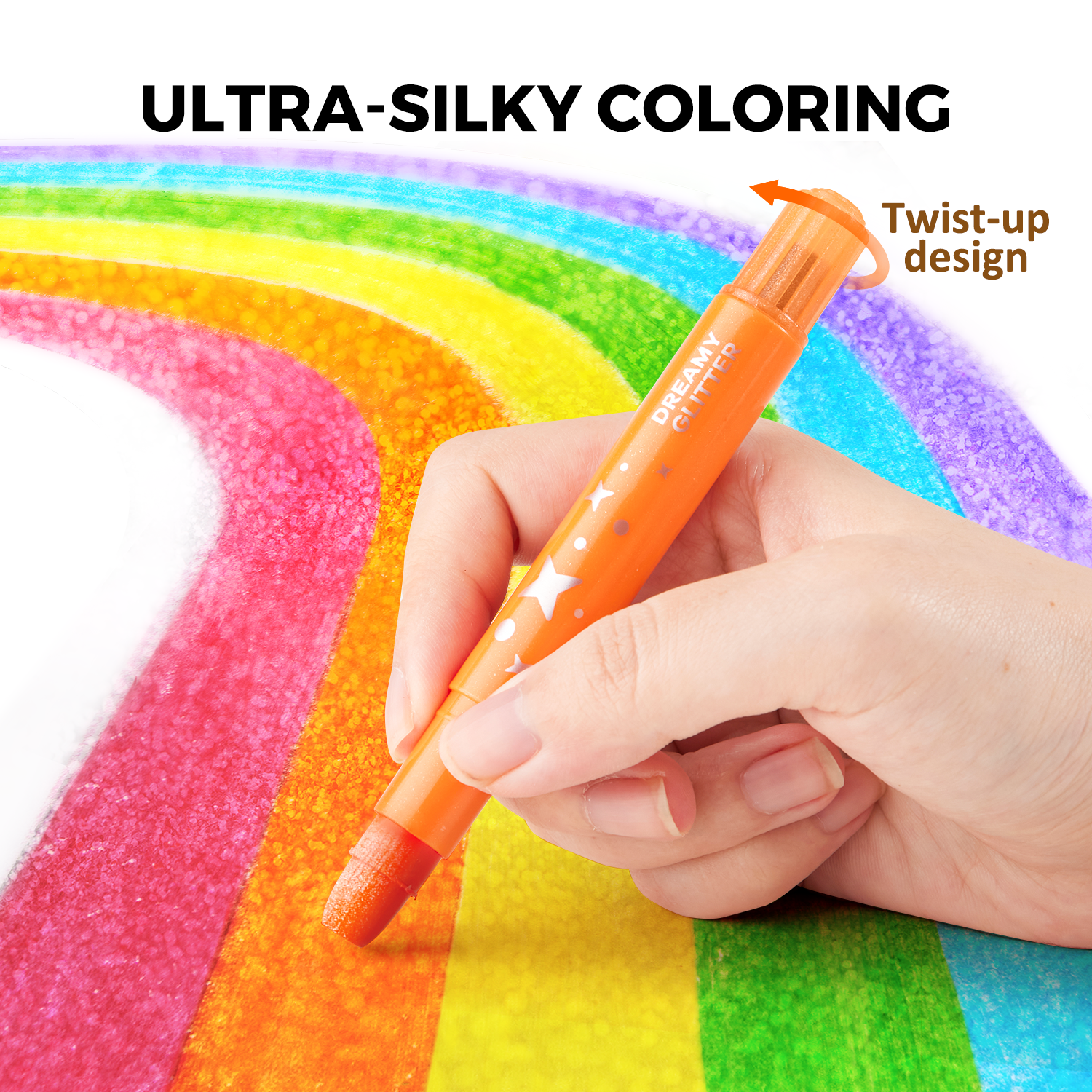 24 crayons suaves ¡con purpurina! lavables