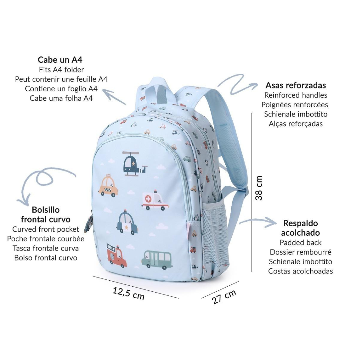 Mochila TUTETE mediana city cars con llavero personalizable