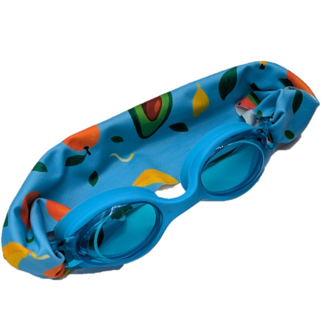 Gafas de natación infantiles con turbante · azules con frutas