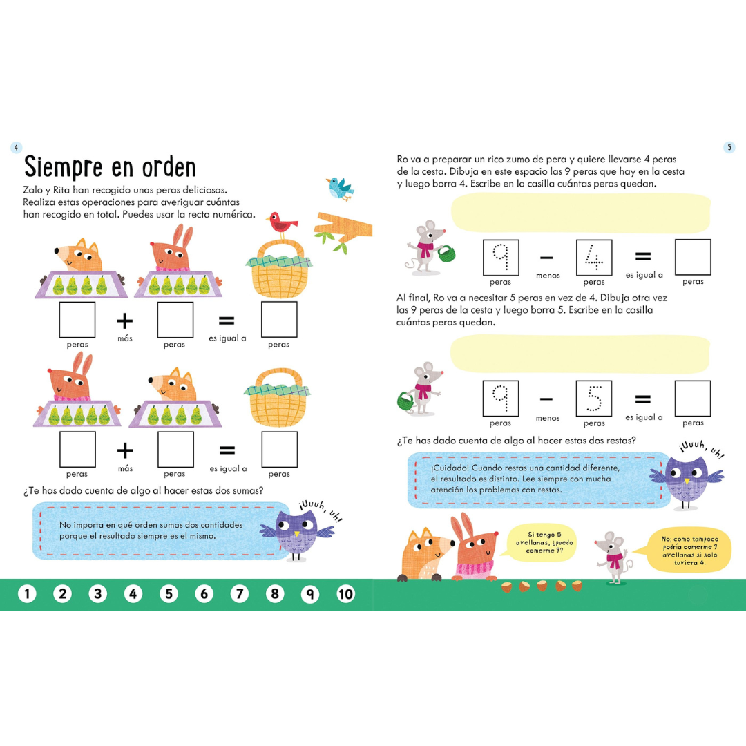 Libro pizarra reutilizable · restas