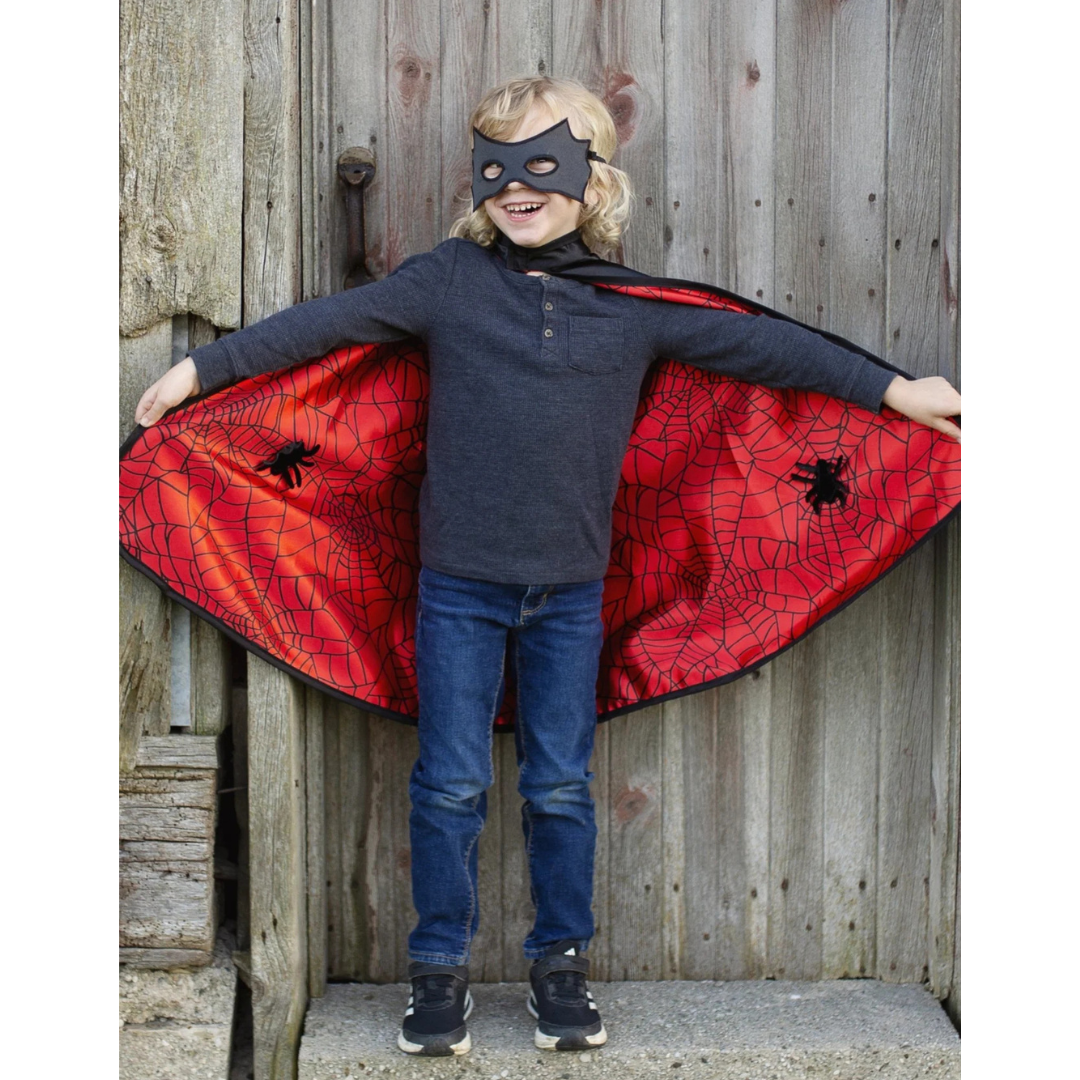 Capa reversible Spiderman y batman con máscara