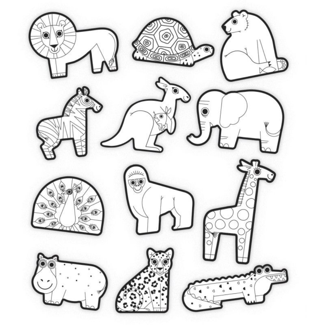 Colorea tus pegatinas gigantes · animales salvajes