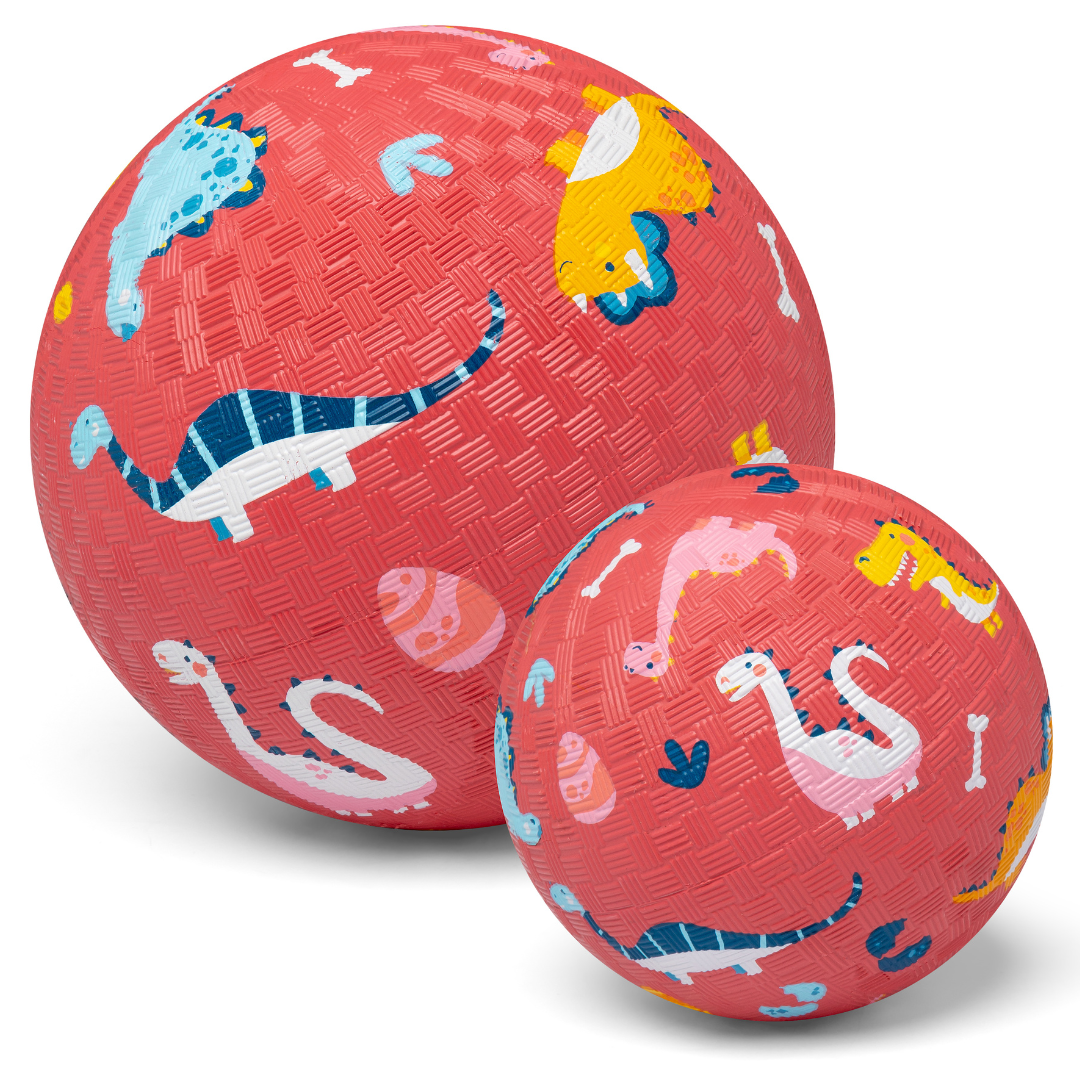 Pelota de caucho natural · dinosaurios roja