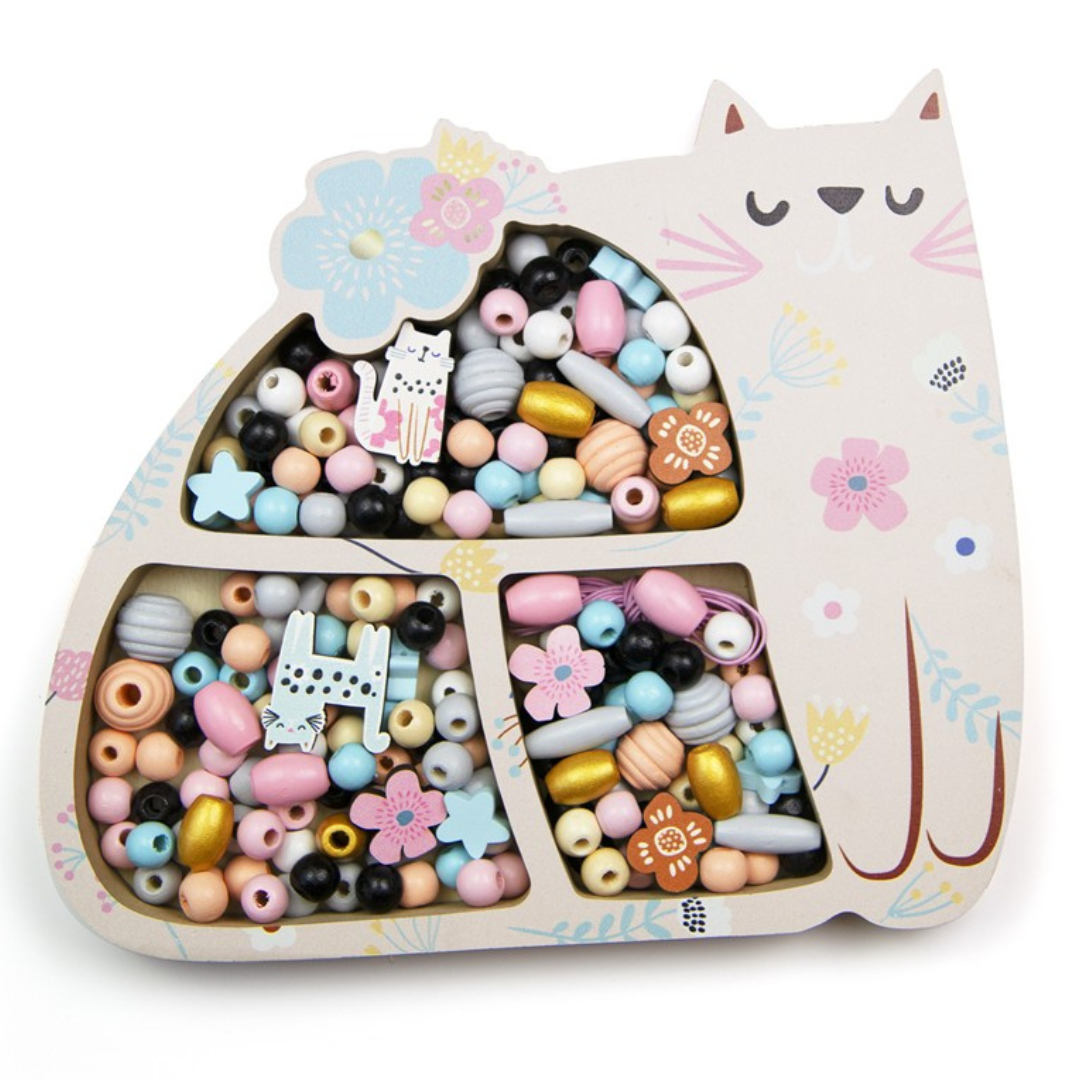 Cofre de 180 perlas de madera · gato