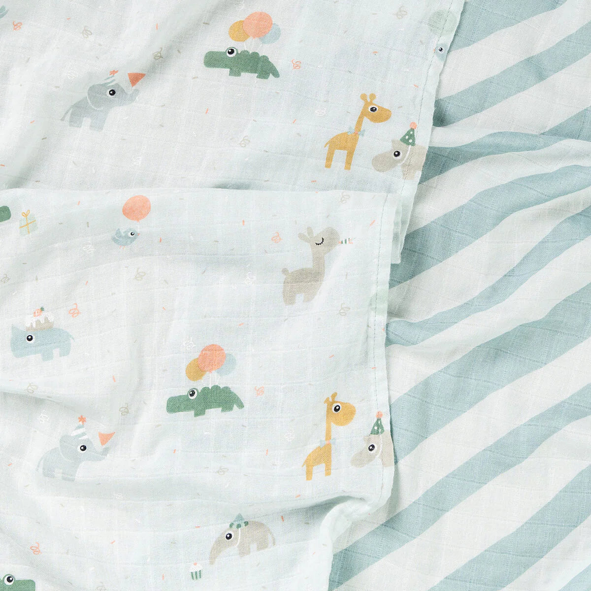 Pack 2 muselinas de algodón DONEBYDEER 65X65 · celebration azul