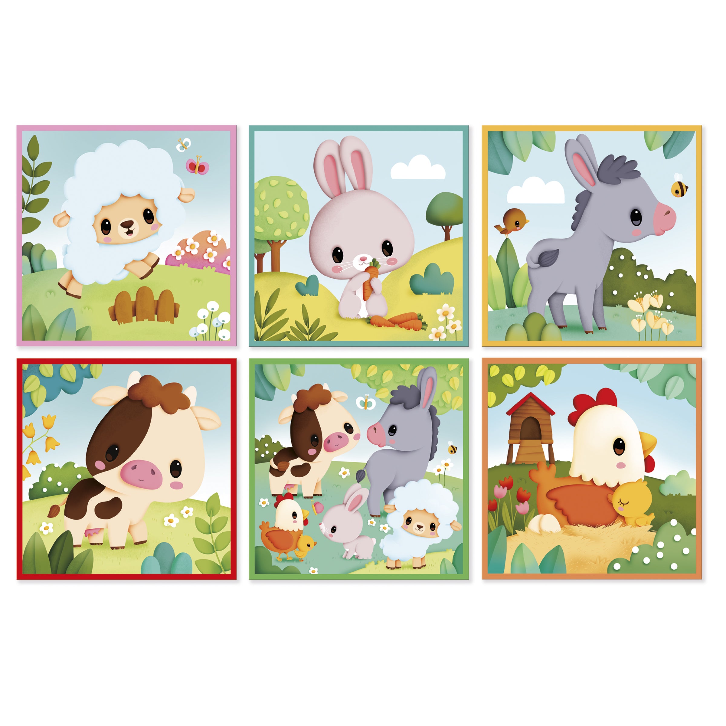 Puzzle de 9 cubos · animales de la granja