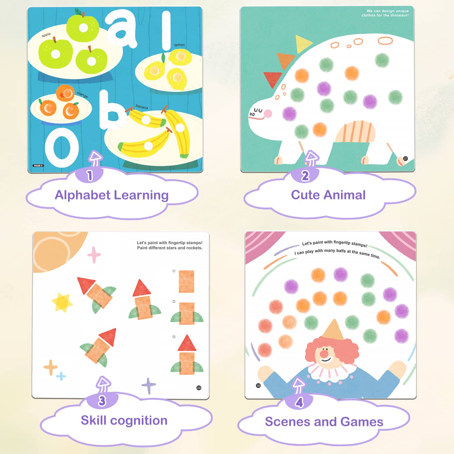 Libro creativo ¡pinta con los dedos! FINGERTIP STAMP FUN