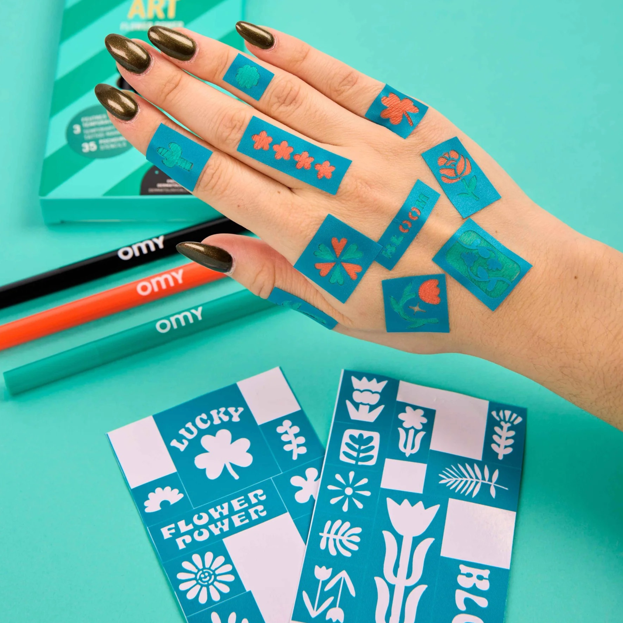 Rotuladores tattoos OMY · flower power