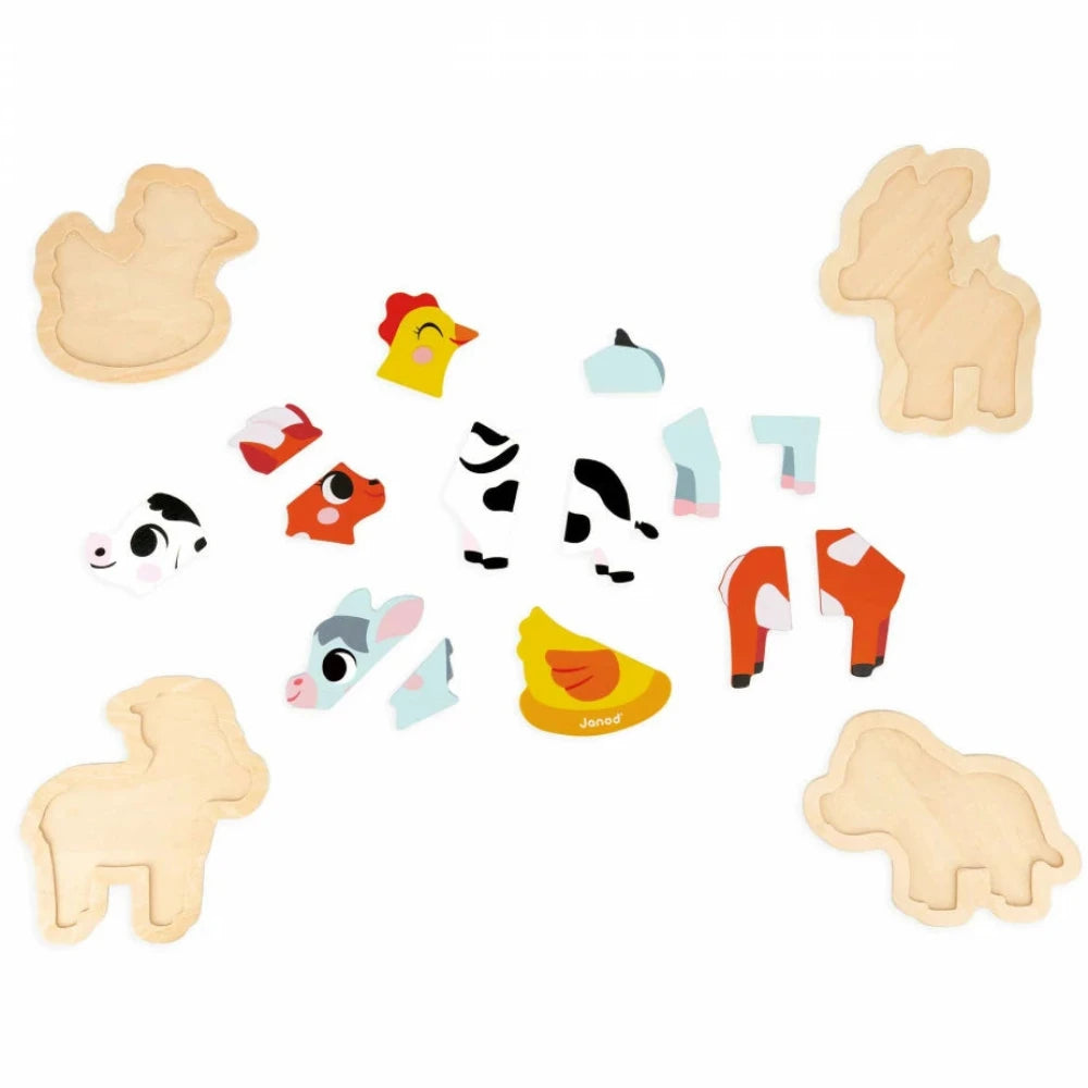 4 puzzles evolutivos de madera · granja