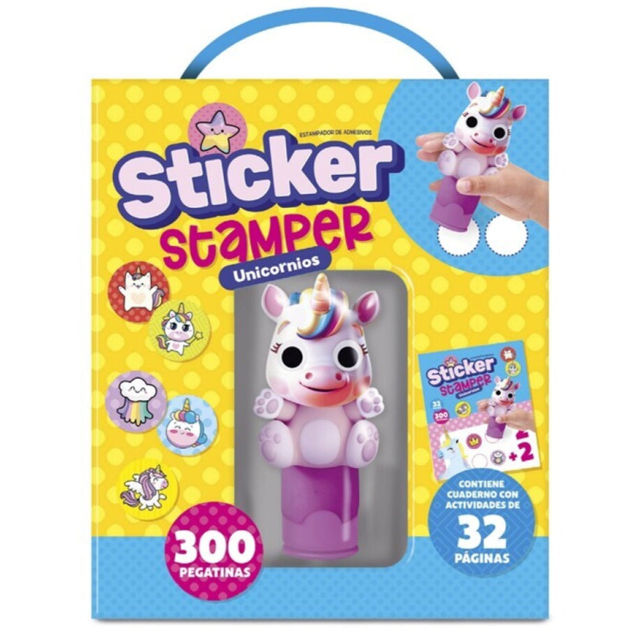 Sticker stamper con actividades · unicornios