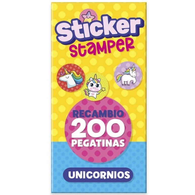 Recambio sticker stamper · unicornios