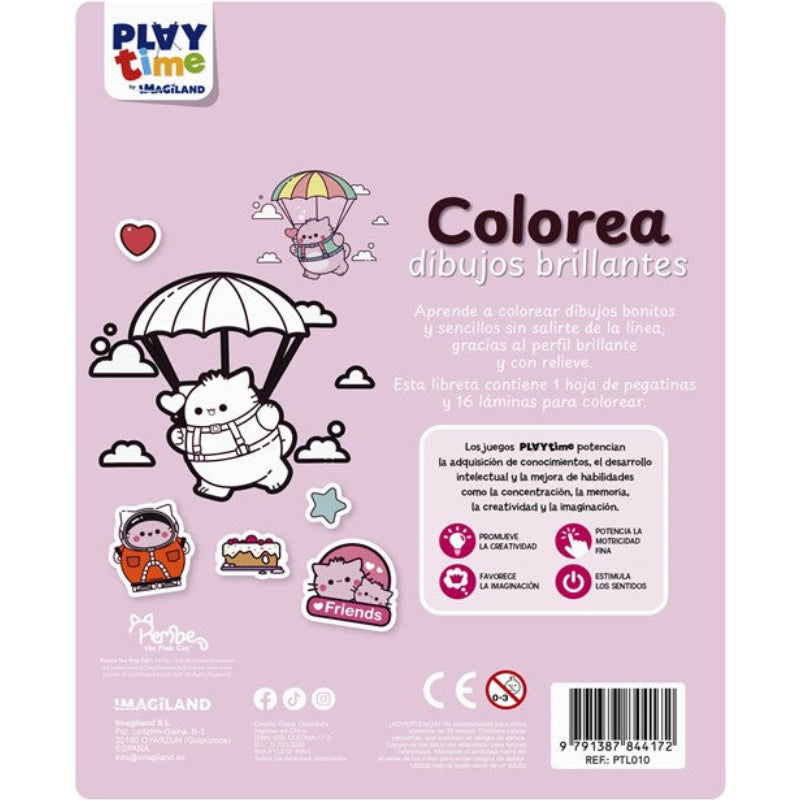 Colorea dibujos brillantes: pembe the pink cat
