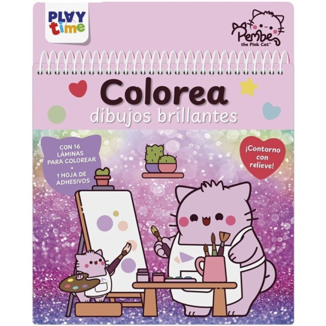 Colorea dibujos brillantes: pembe the pink cat