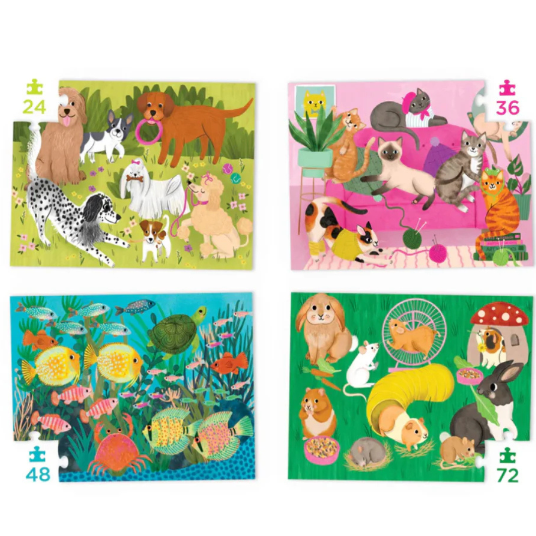 Puzzle EVOLUTIVO mascotas: 24, 36, 48 y 72 piezas