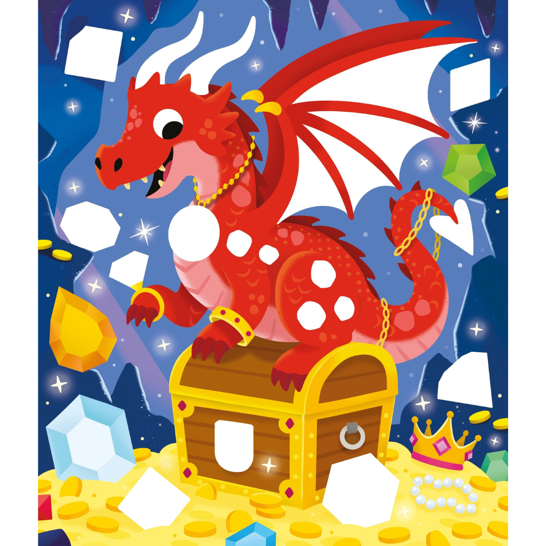 Colorea con láminas metalizadas: dragones