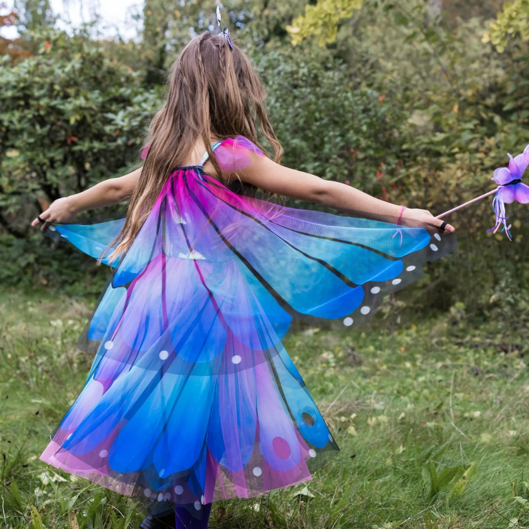 Vestido de mariposas con alas y diadema