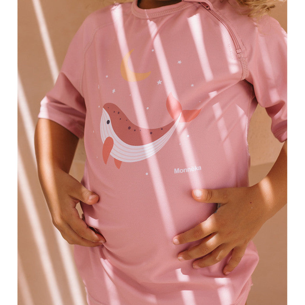 Camiseta protección solar de manga corta MONNËKA · whale pink