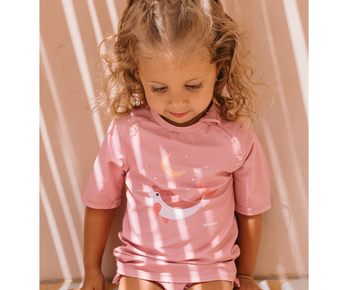 Camiseta protección solar de manga corta MONNËKA · whale pink