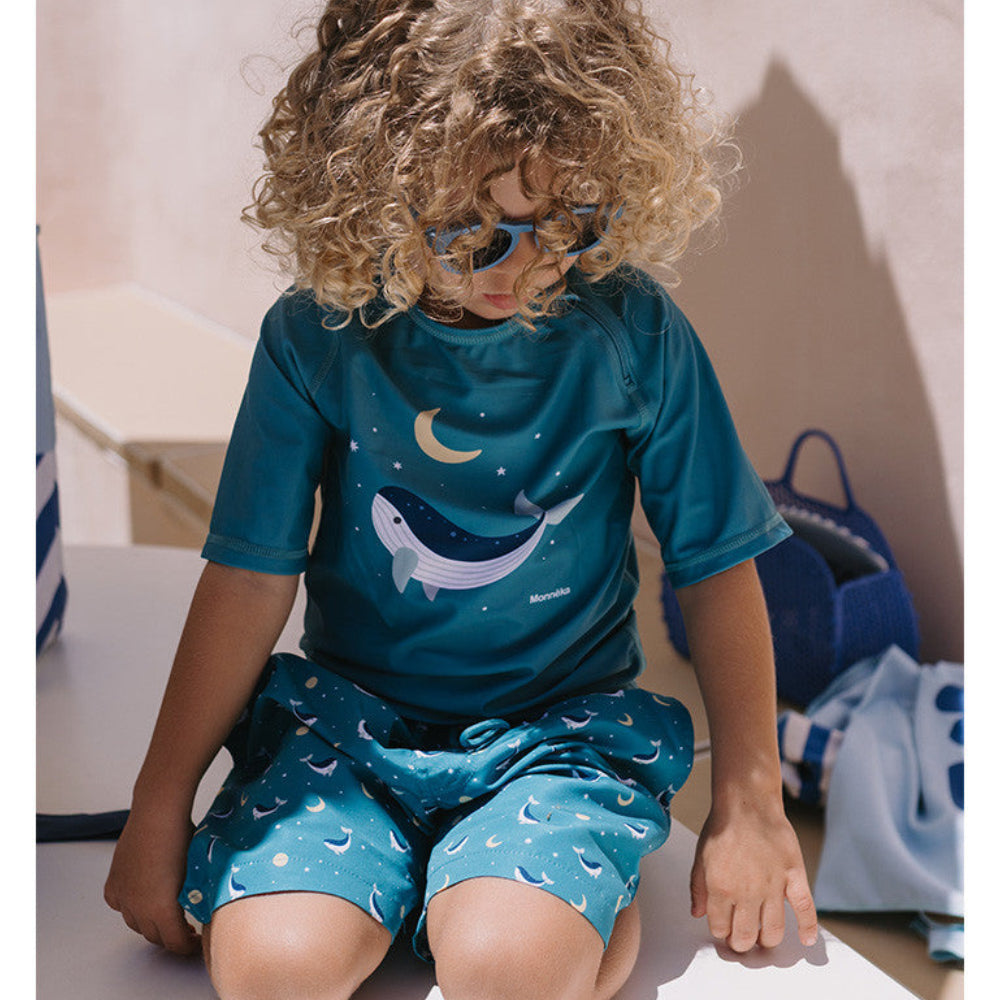 Camiseta protección solar de manga corta MONNËKA · whale teal