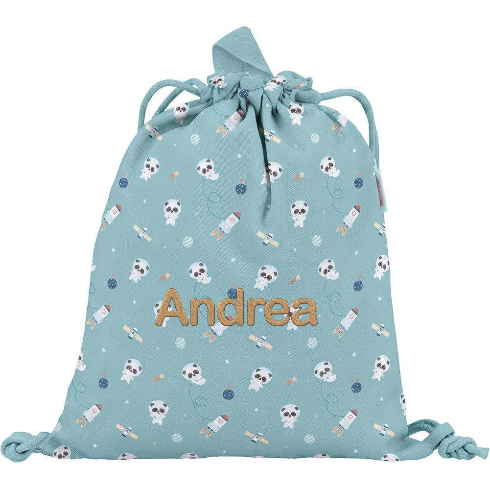 Mochila saco de tela TUTETE personalizable · pandas in space