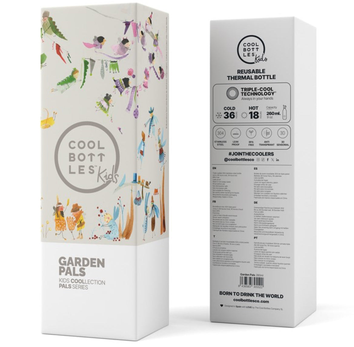 Botella de acero con pajita 260 ml. · garden pals