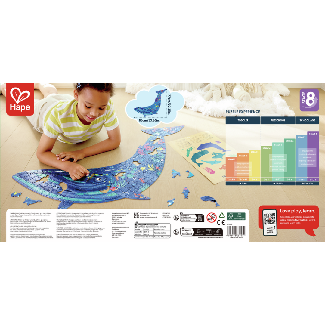 Puzzle de suelo brillante de ballena: 200 piezas