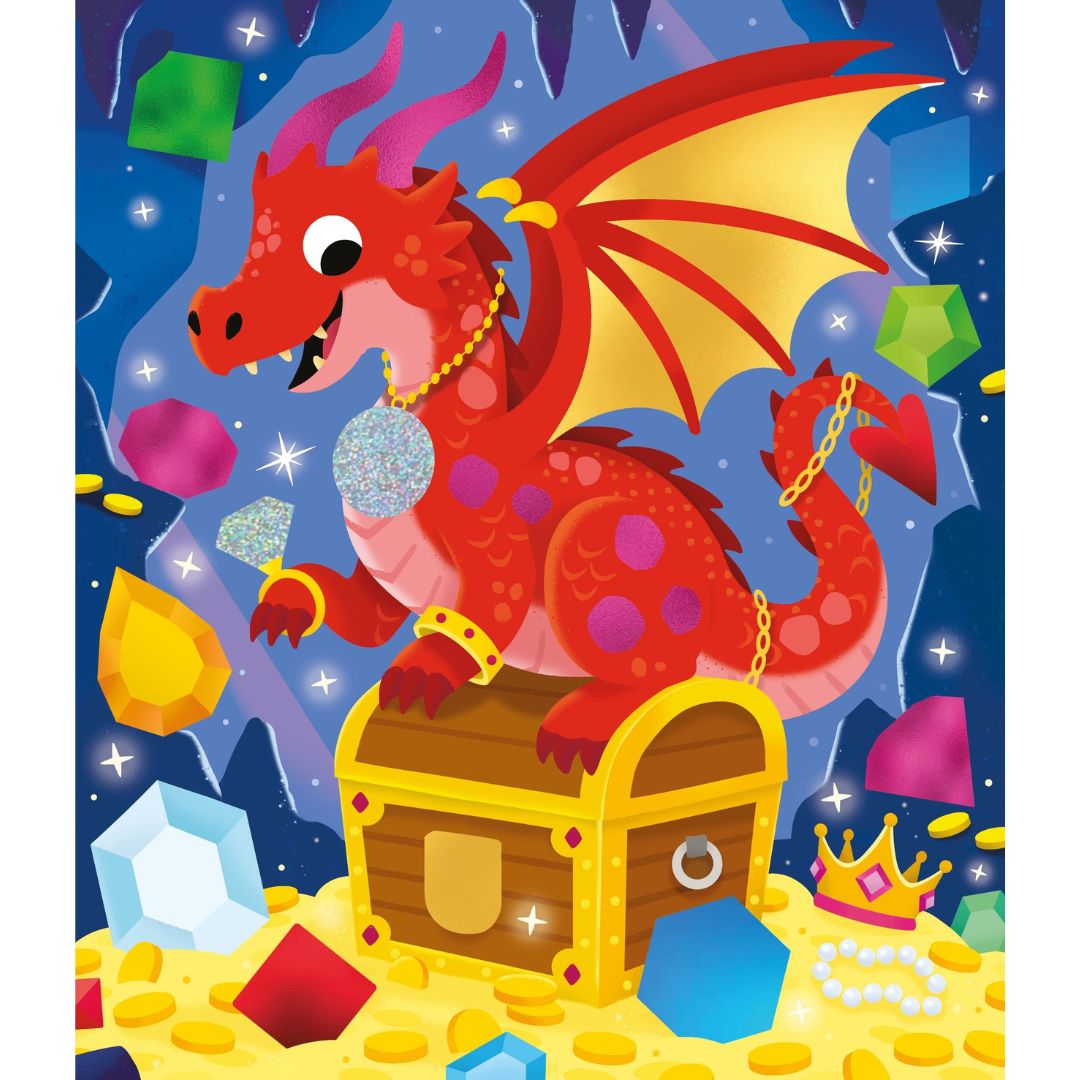 Colorea con láminas metalizadas: dragones