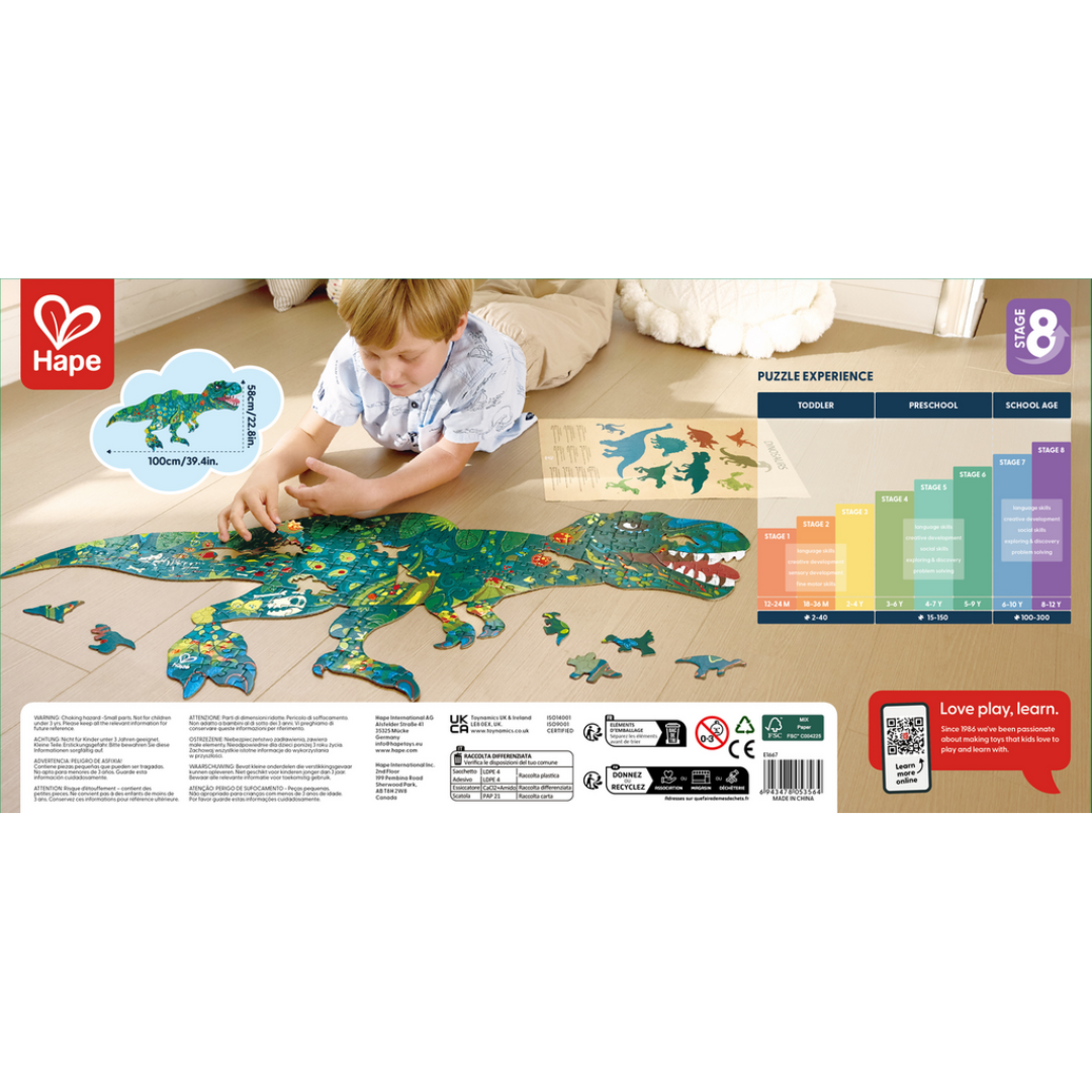 Puzzle de suelo brillante de dinosaurios: 200 piezas