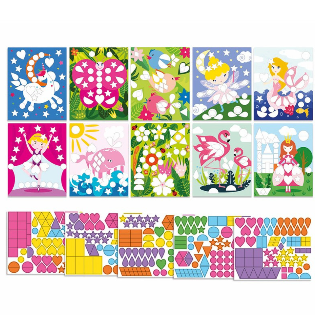 Pega gometes de colores · princesas y hadas