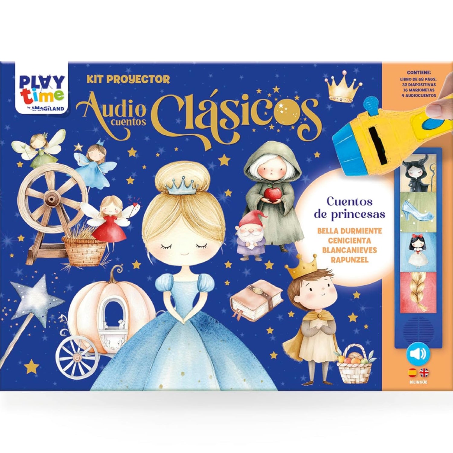 Kit proyector audiocuentos clásicos: cuentos de princesas
