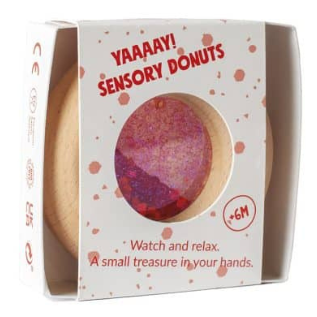 Donut sensorial calma con purpurina