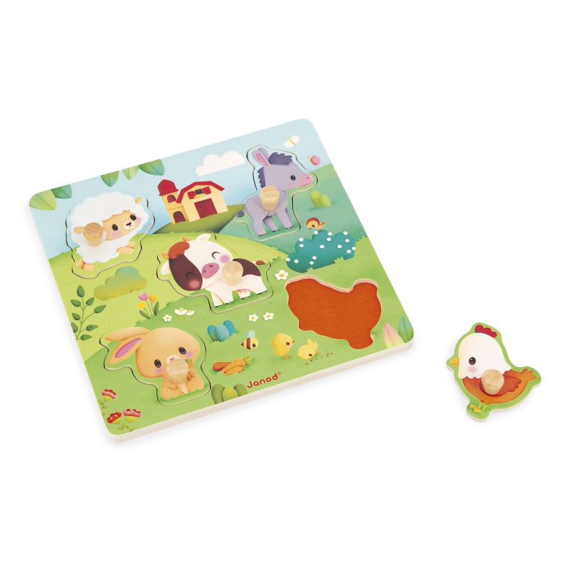 Puzzle táctil encajable de madera • farmhouse