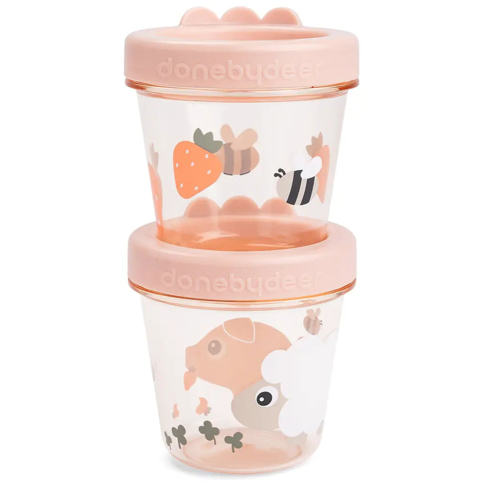 Pack 2 recipientes porta alimentos DONEBYDEER tiny farm · rosa