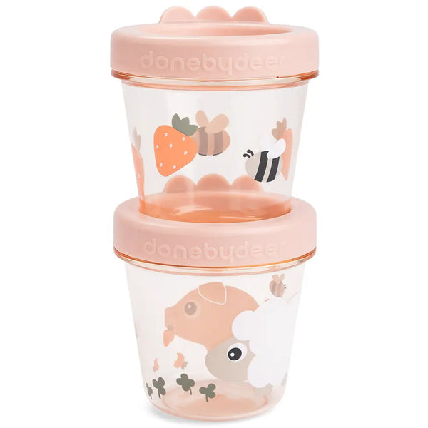 Pack 2 recipientes porta alimentos DONEBYDEER tiny farm · rosa