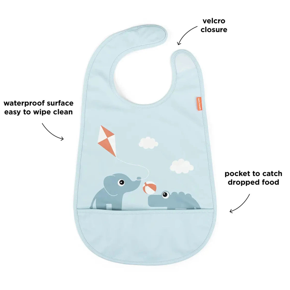 Babero con velcro DONEBYDEER · playground azul