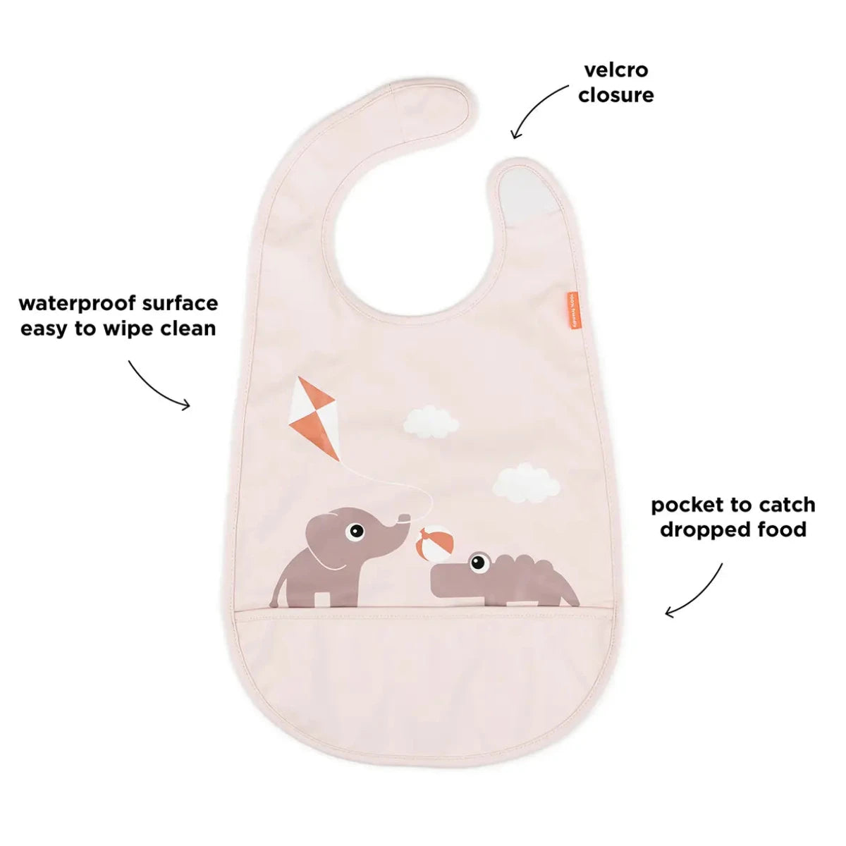 Babero con velcro DONEBYDEER · playground rosa