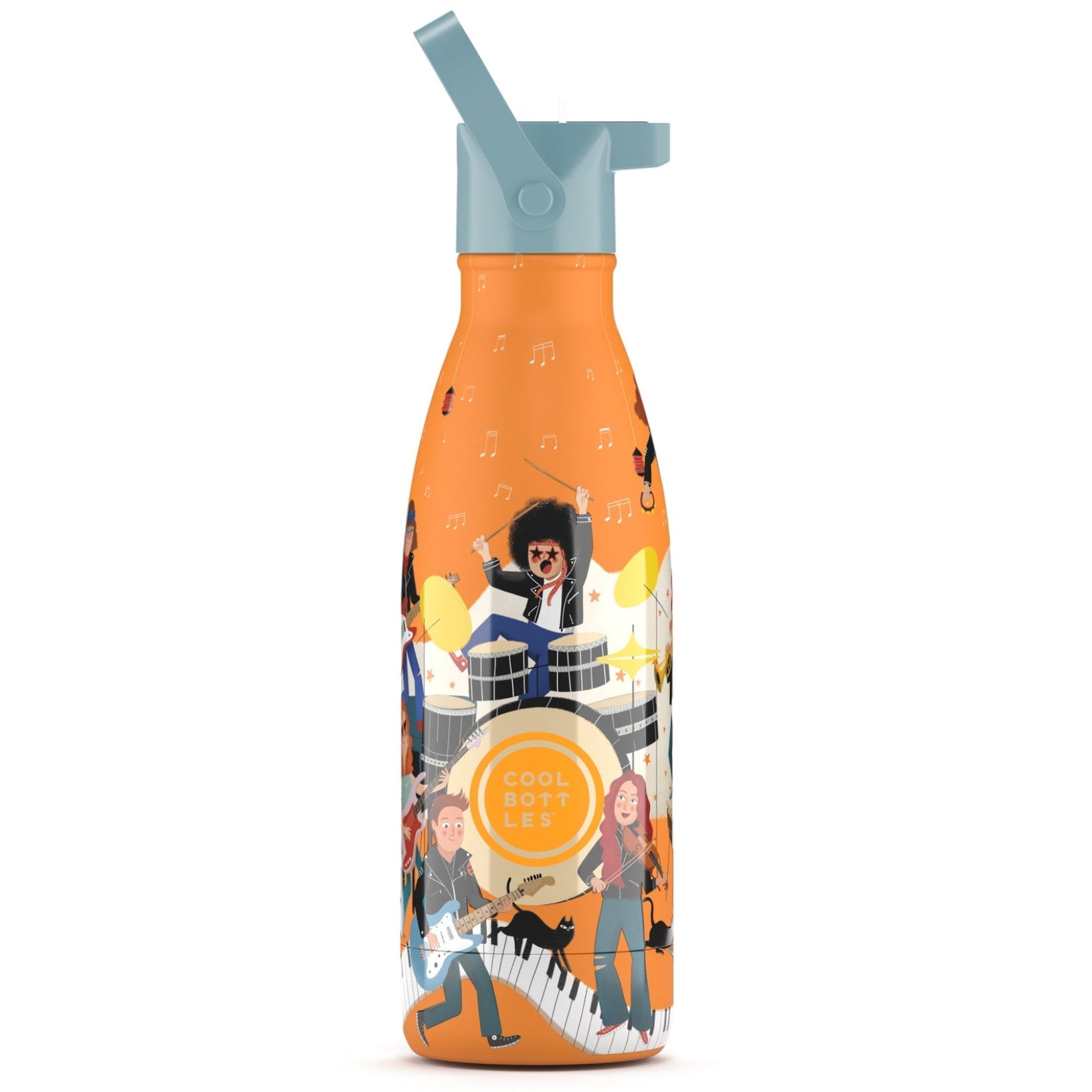 Botella de acero con pajita 350 ml. · music beat