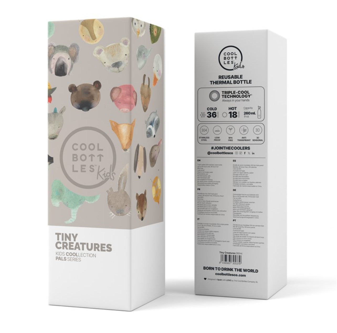 Botella de acero con pajita 260 ml. · tiny creature