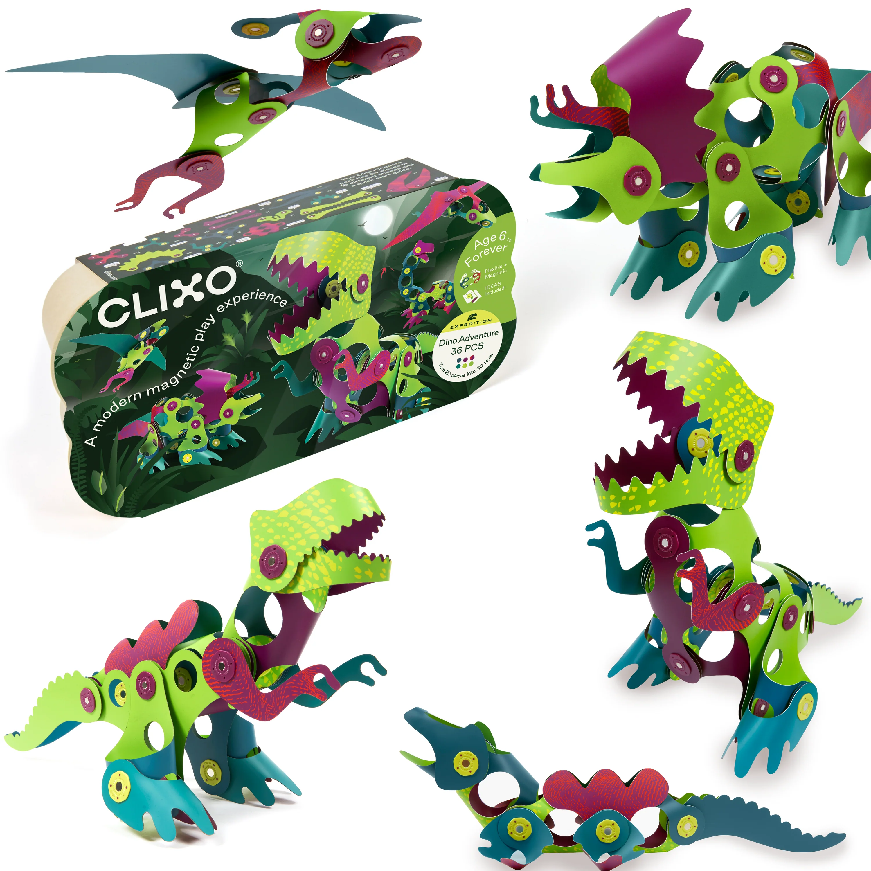 CLIXO dino aventure pack: 36 piezas
