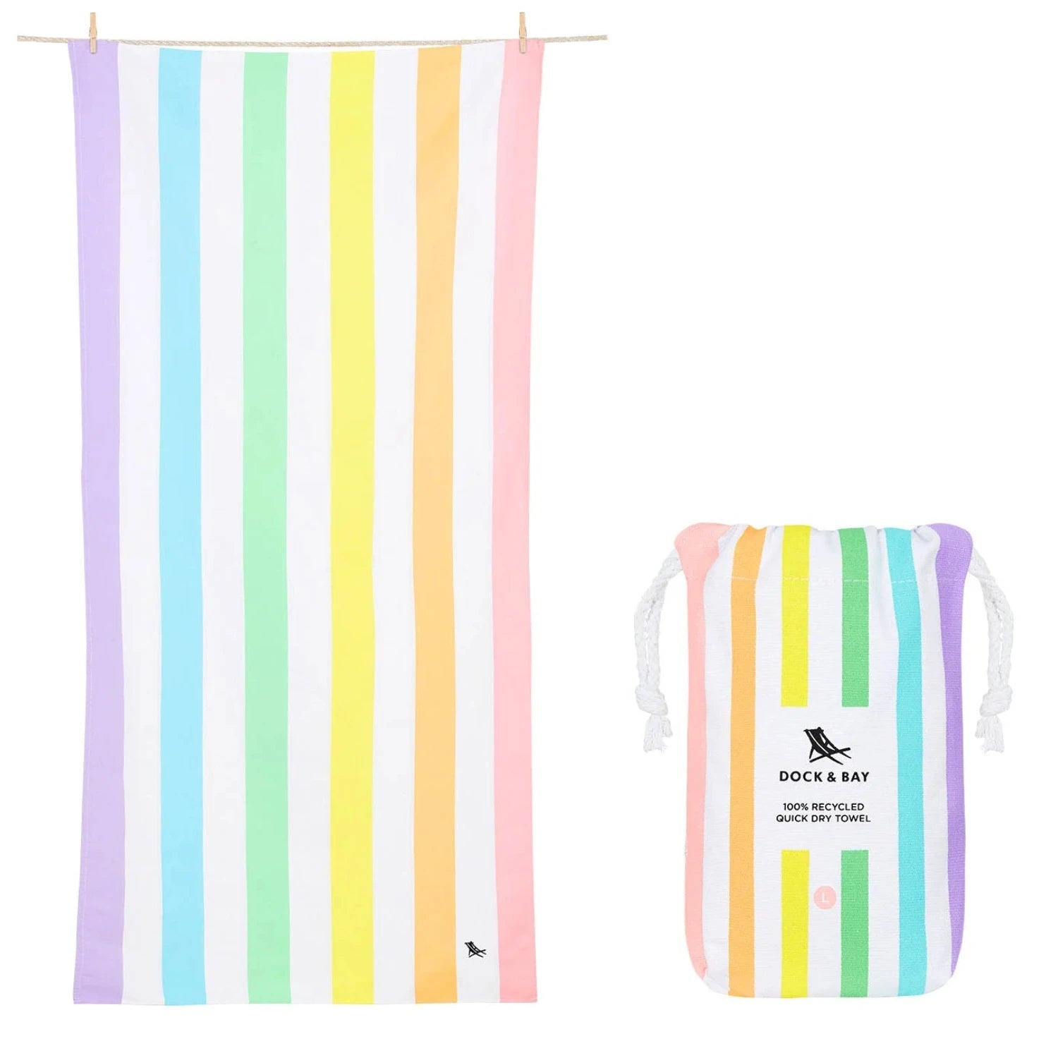 Toalla playa microfibra DOCK & BAY · rainbow pastel