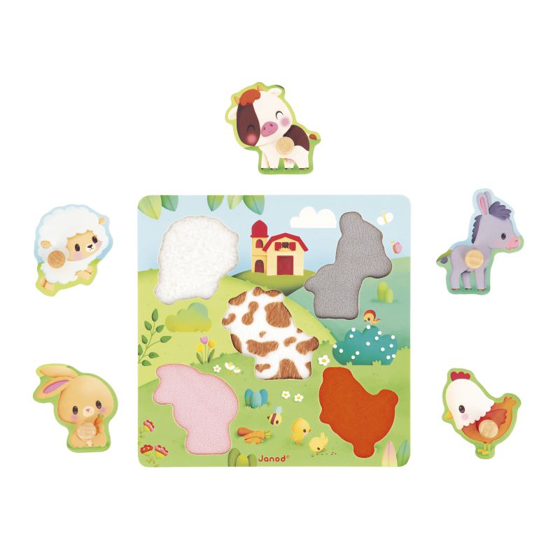 Puzzle táctil encajable de madera • farmhouse
