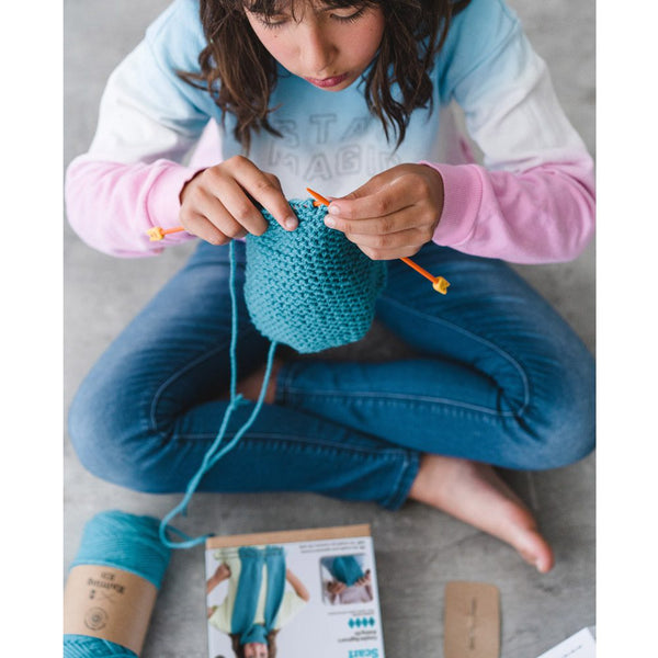 Kit tricot bufanda azul